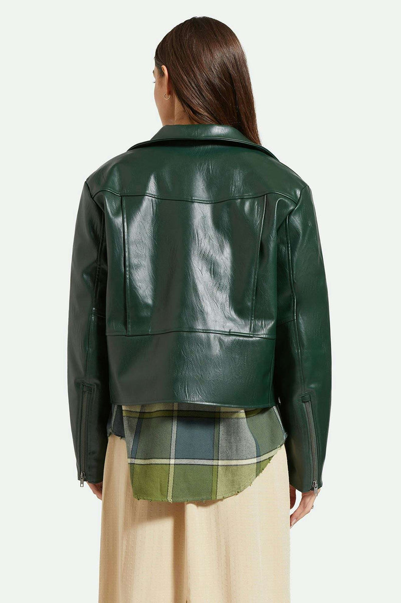 The Moto Vegan Leather Jacket - Pine Needle